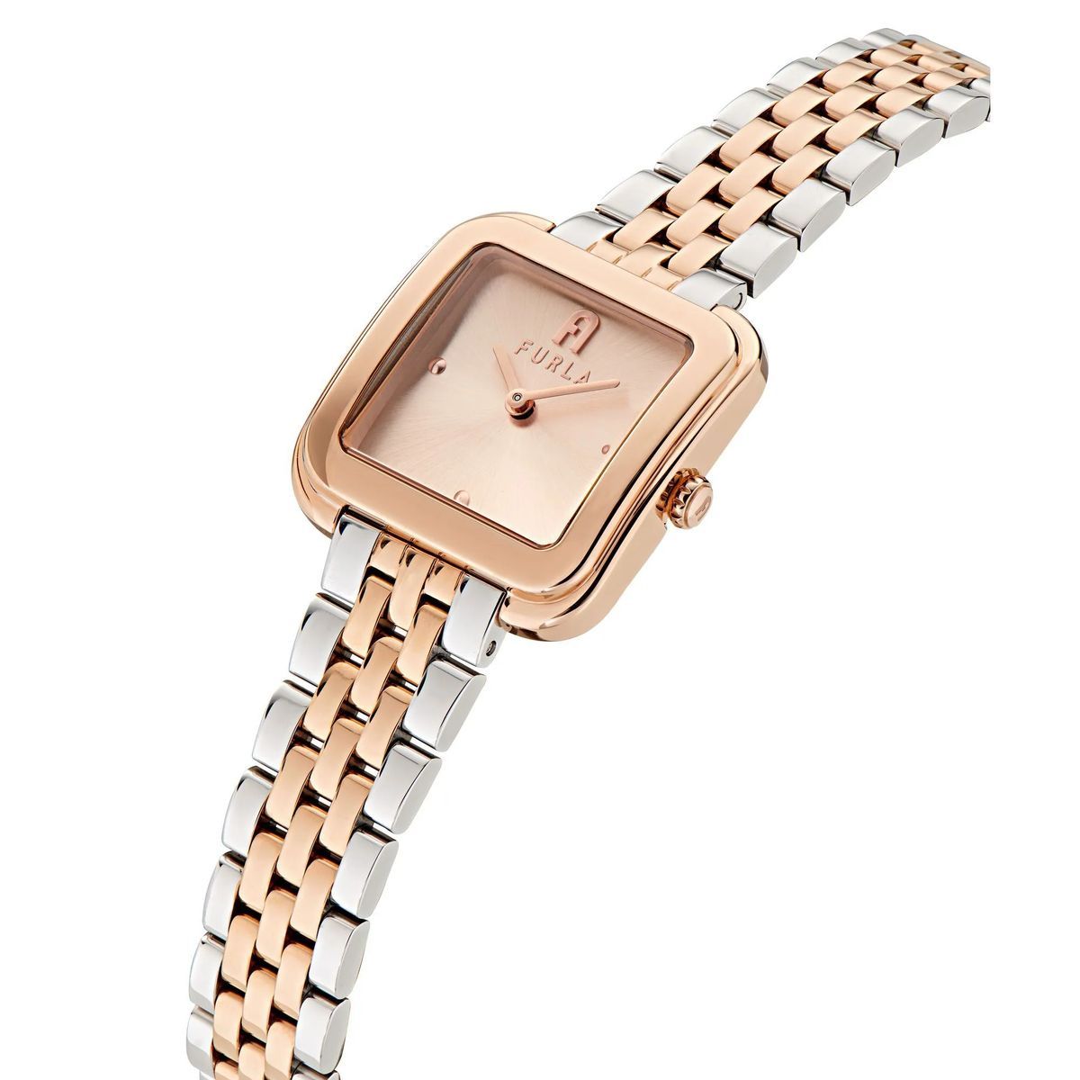 Zweifarbige Armbanduhr mit quadratischem Zifferblatt