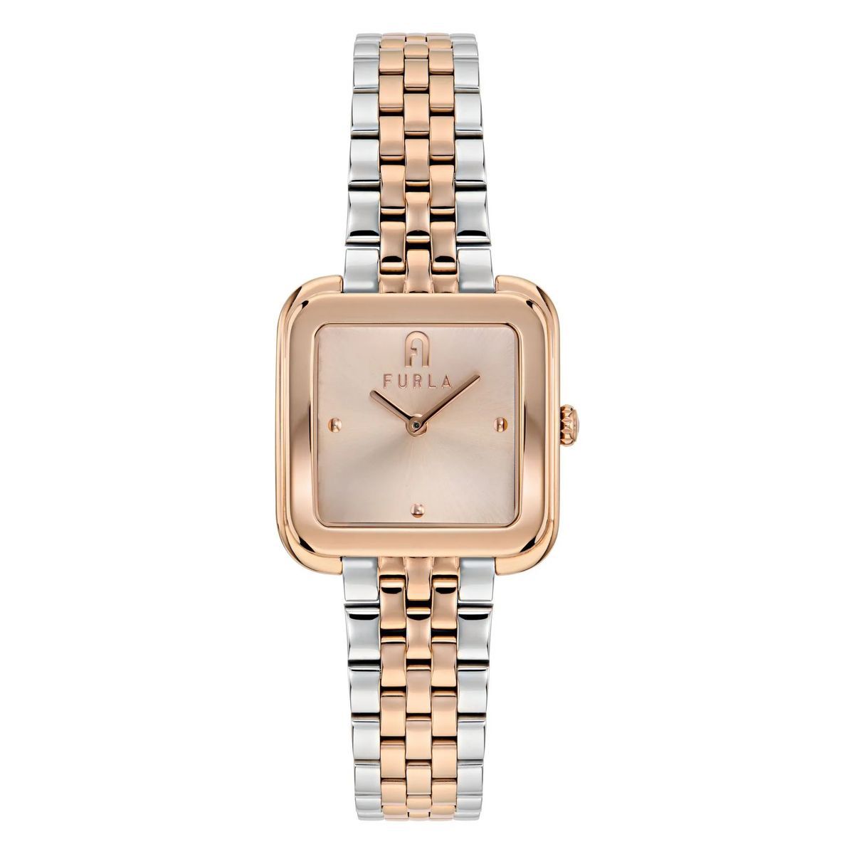 Zweifarbige Armbanduhr mit quadratischem Zifferblatt