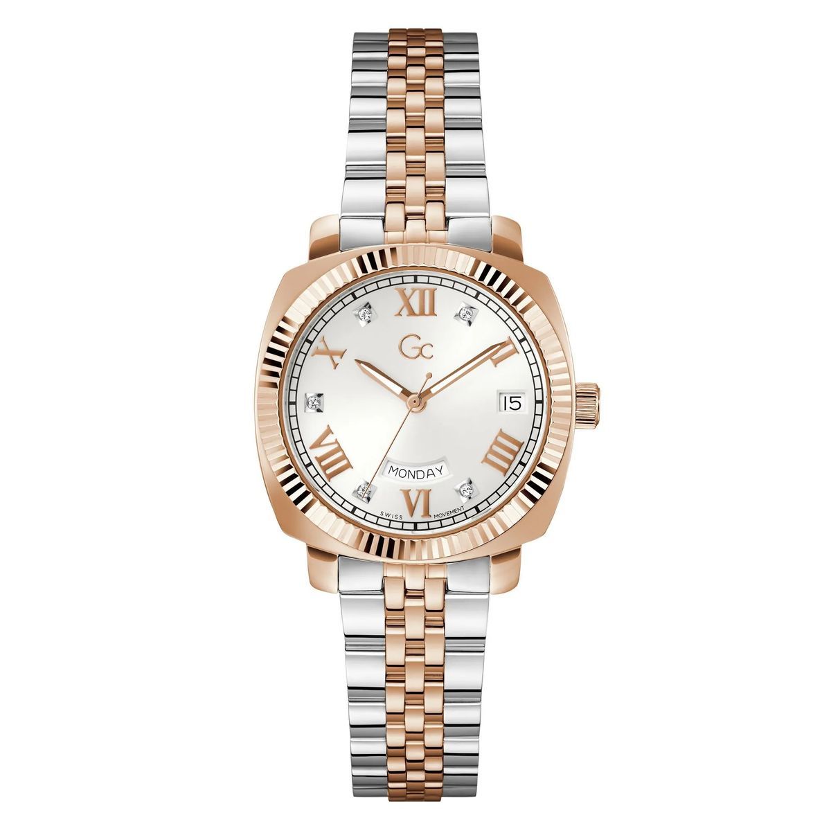 Elegante zweifarbige Edelstahluhr