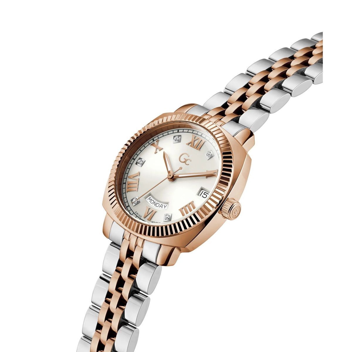 Elegante zweifarbige Edelstahluhr