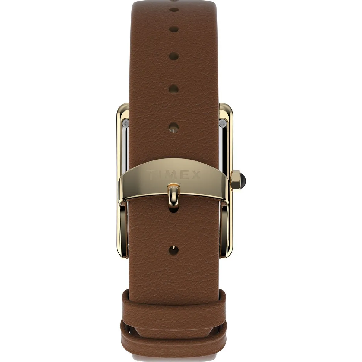 Rechteckige Uhr mit Kristallakzenten und Lederarmband