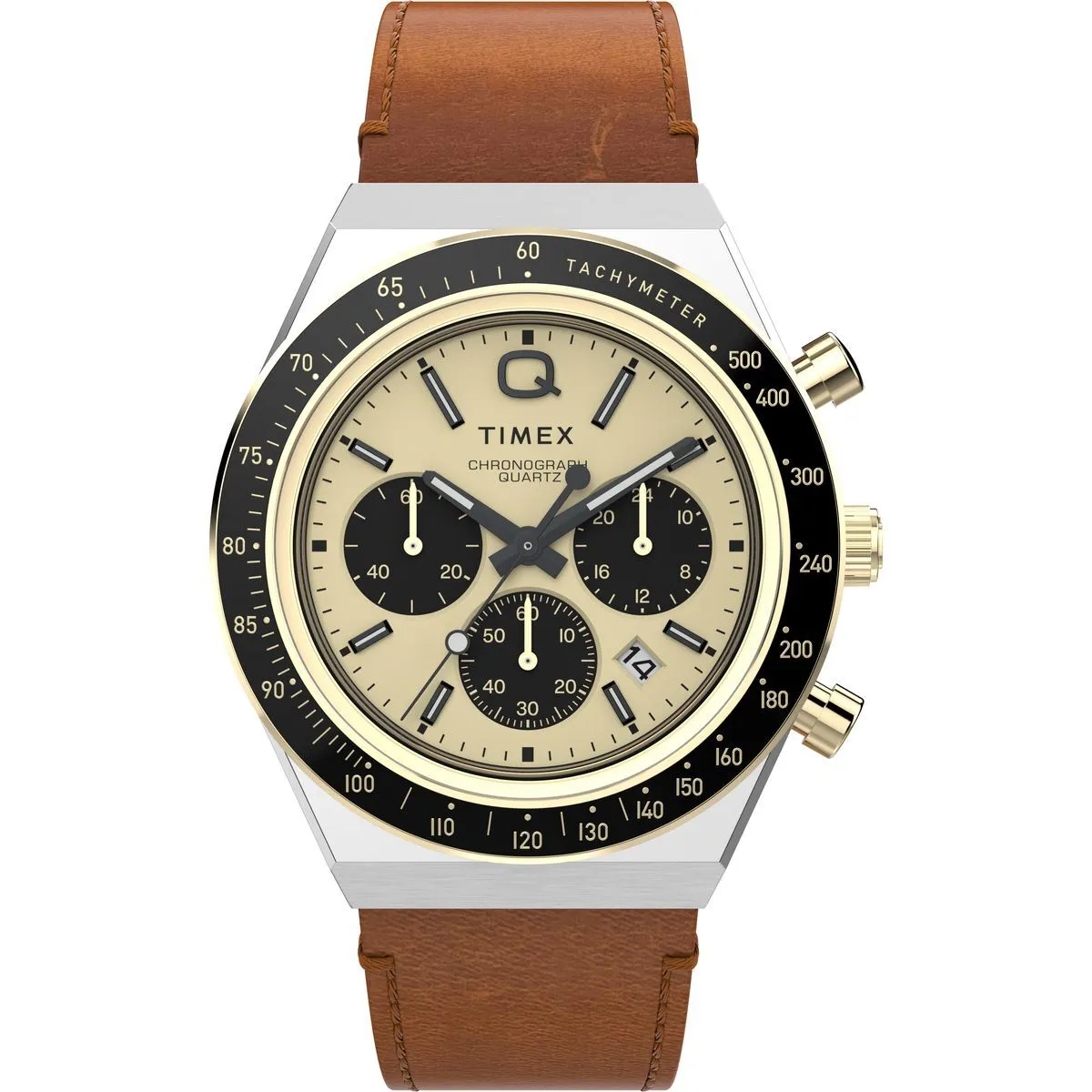 Q Timex Chronograph Lederuhr