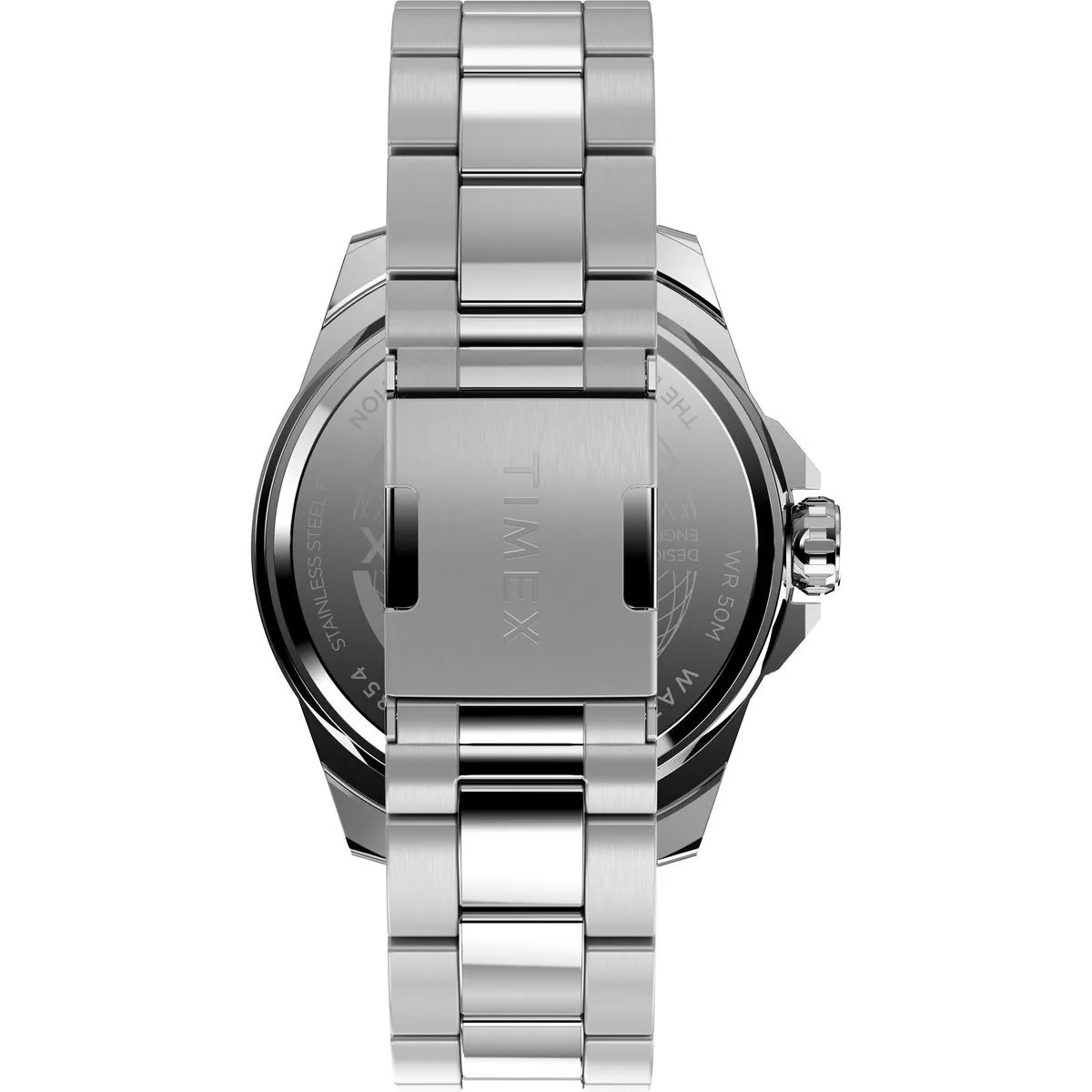 Moderne Multifunktions Silber Uhr mit Edelstahlarmband