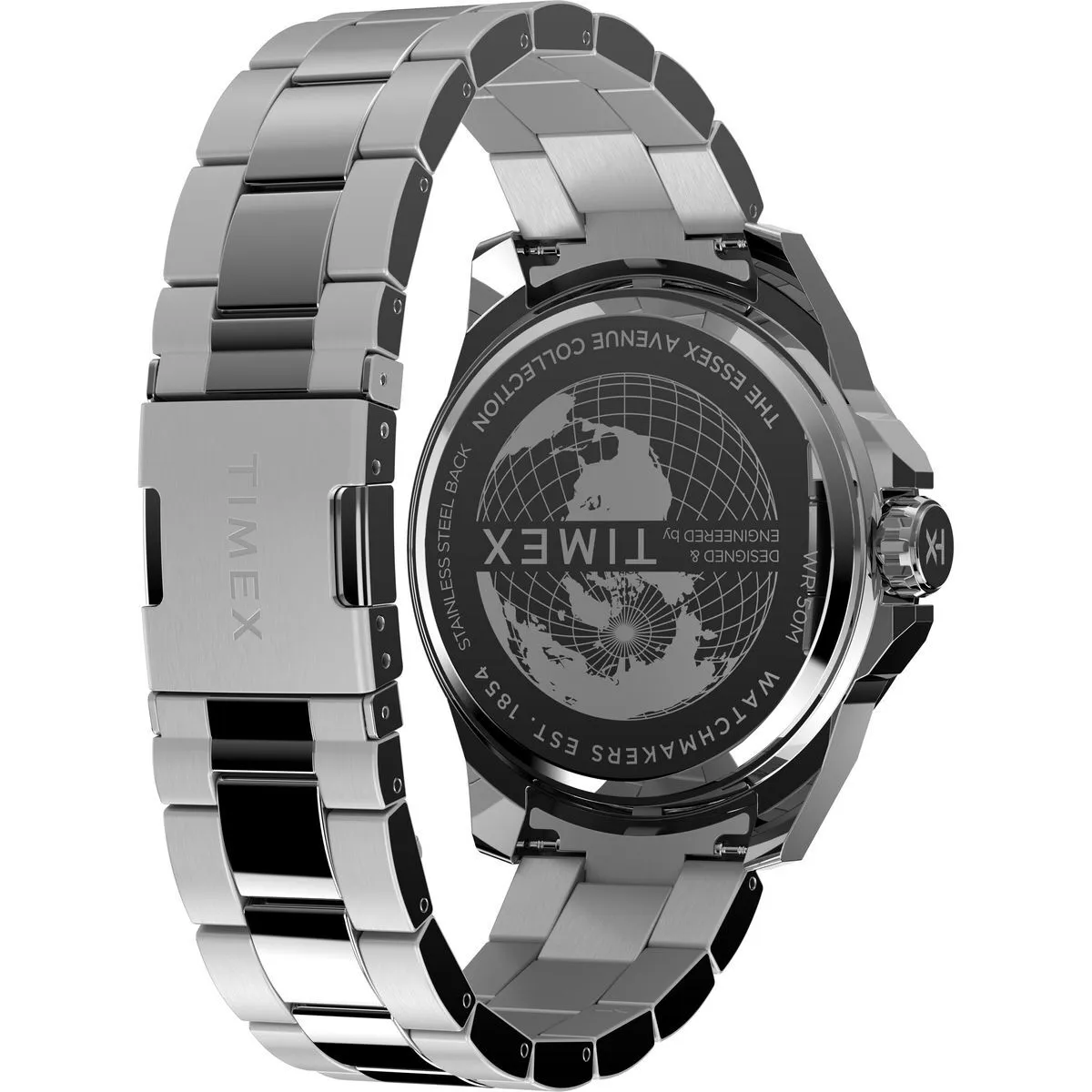 Moderne Multifunktions Silber Uhr mit Edelstahlarmband