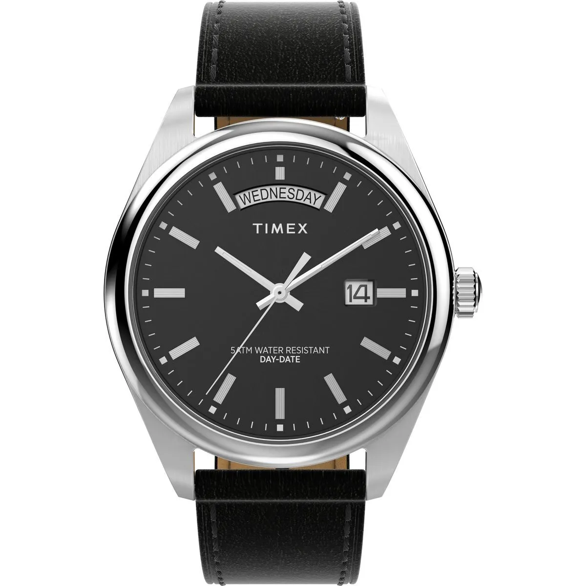 Klassische Day-Date Uhr mit Lederarmband