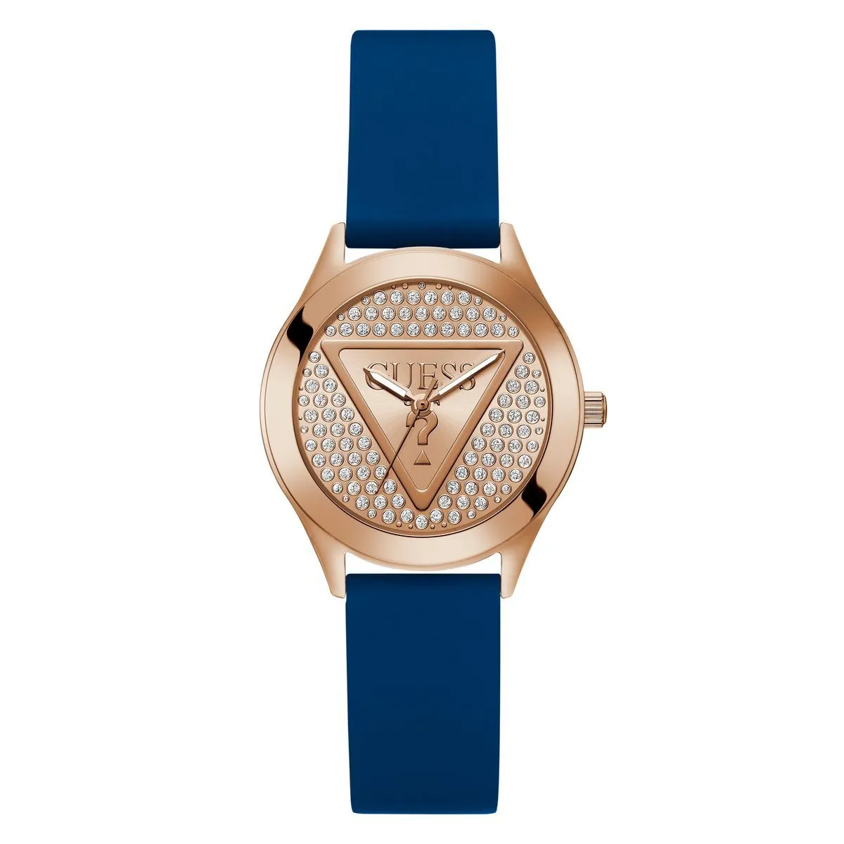 Blaue Analog Uhr mit Kristallakzenten