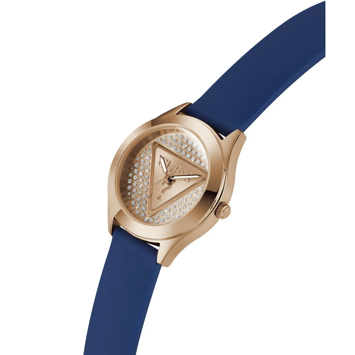 Blaue Analog Uhr mit Kristallakzenten