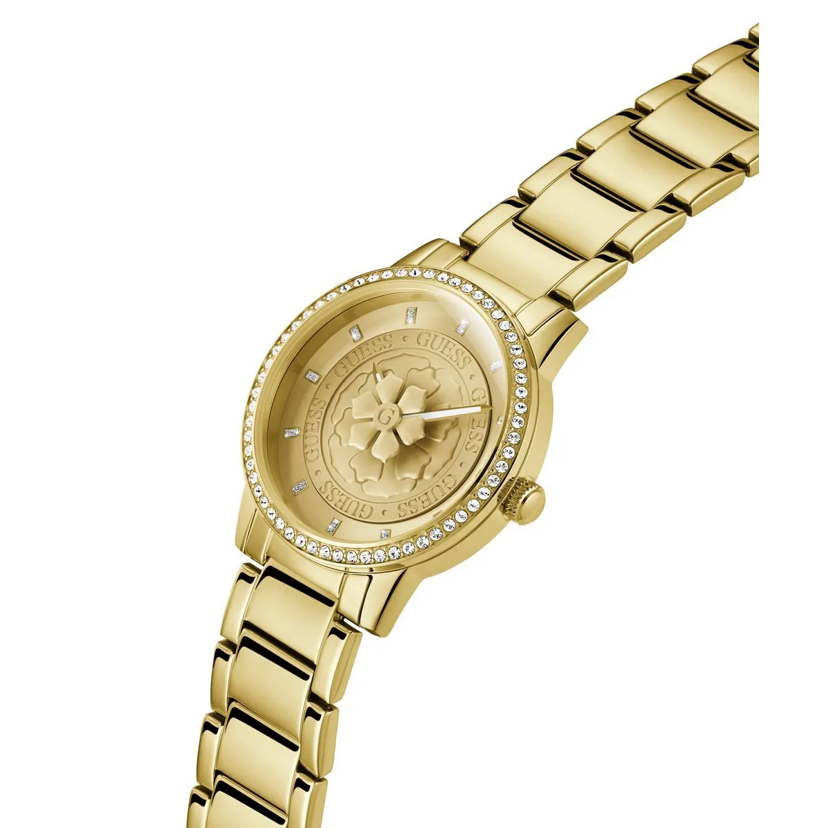 Elegante goldfarbene Statement-Uhr