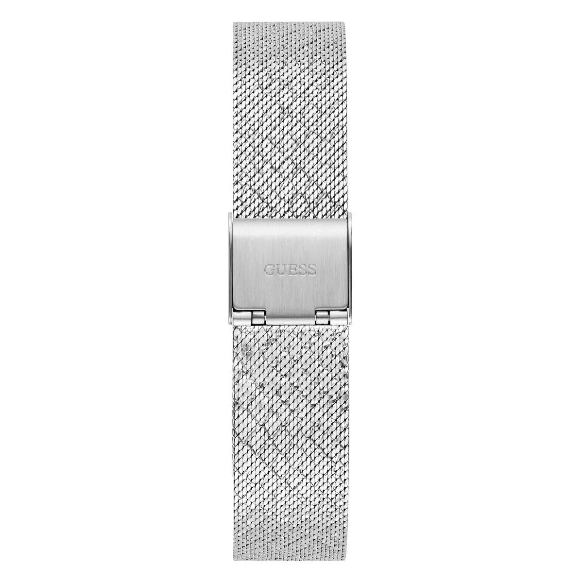 Silberne Mesh-Uhr mit Kristallzifferblatt