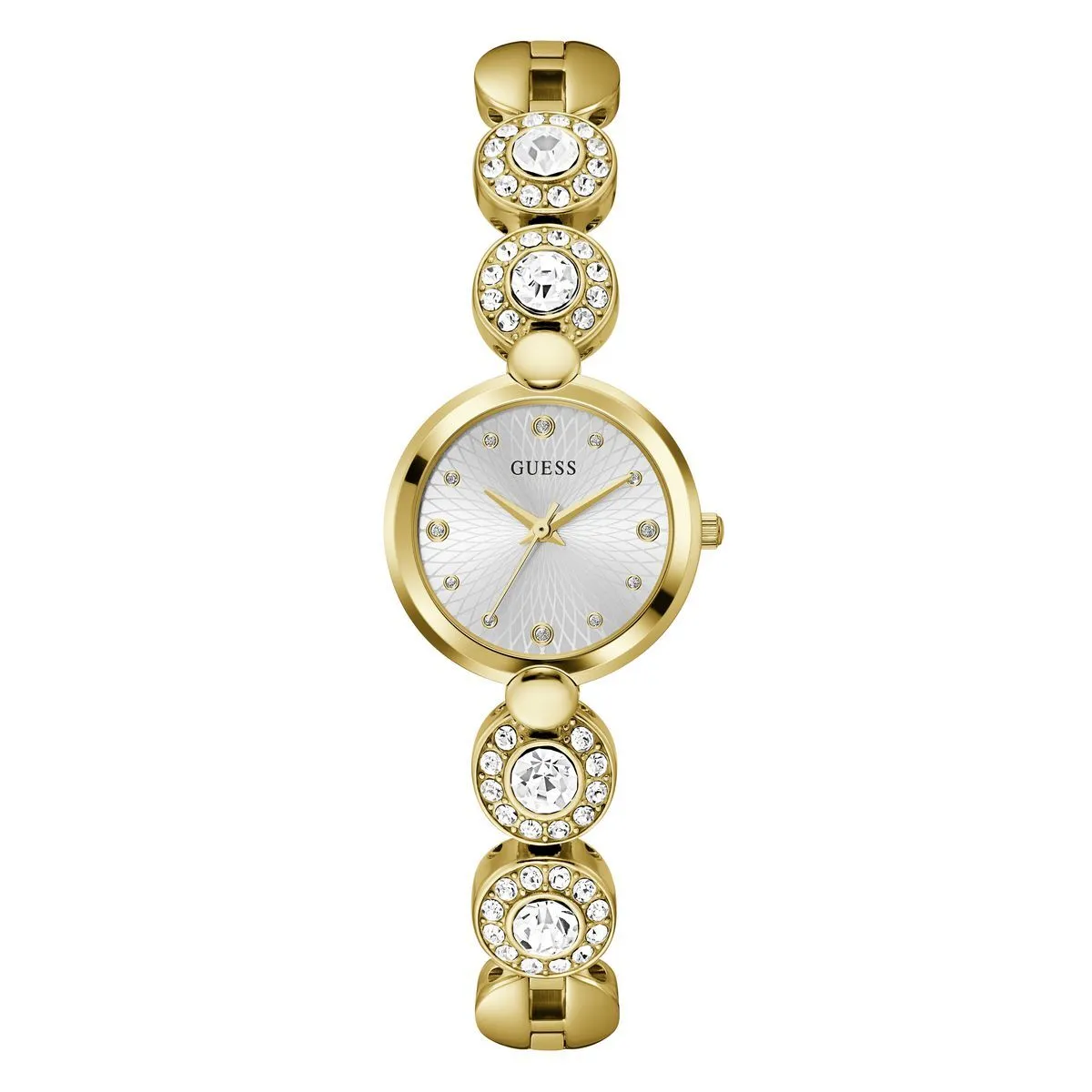 Elegante goldfarbene Kristallarmbanduhr