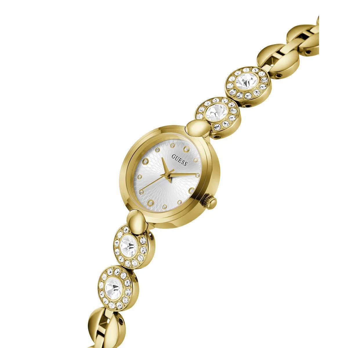 Elegante goldfarbene Kristallarmbanduhr