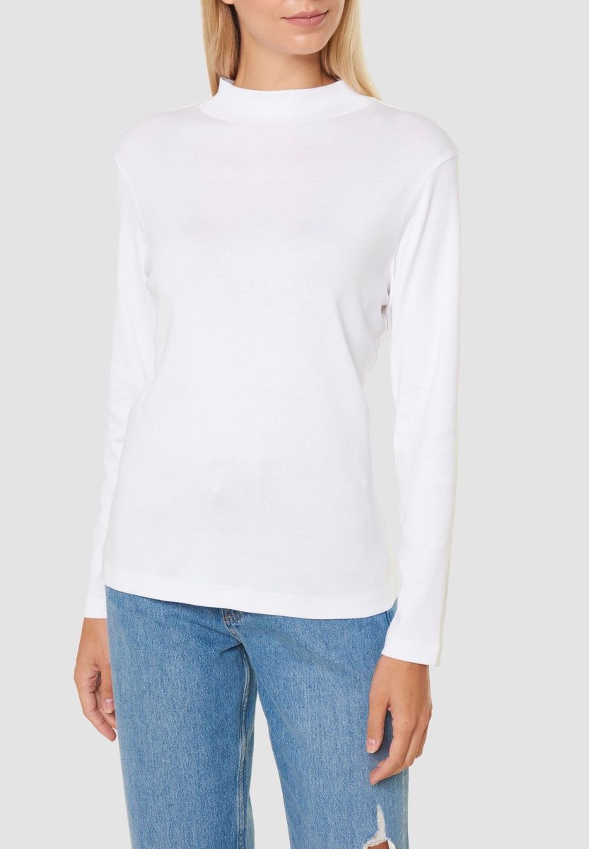 Klassisches Langarmshirt mit Stehkragen