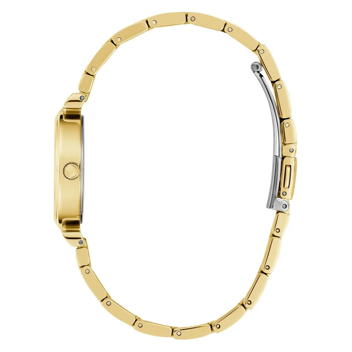 Goldfarbene Armbanduhr mit Kristallakzenten