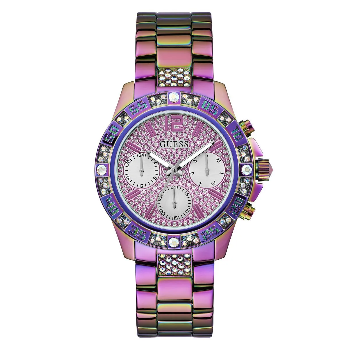 Irisierender Chronograph mit Kristallakzenten