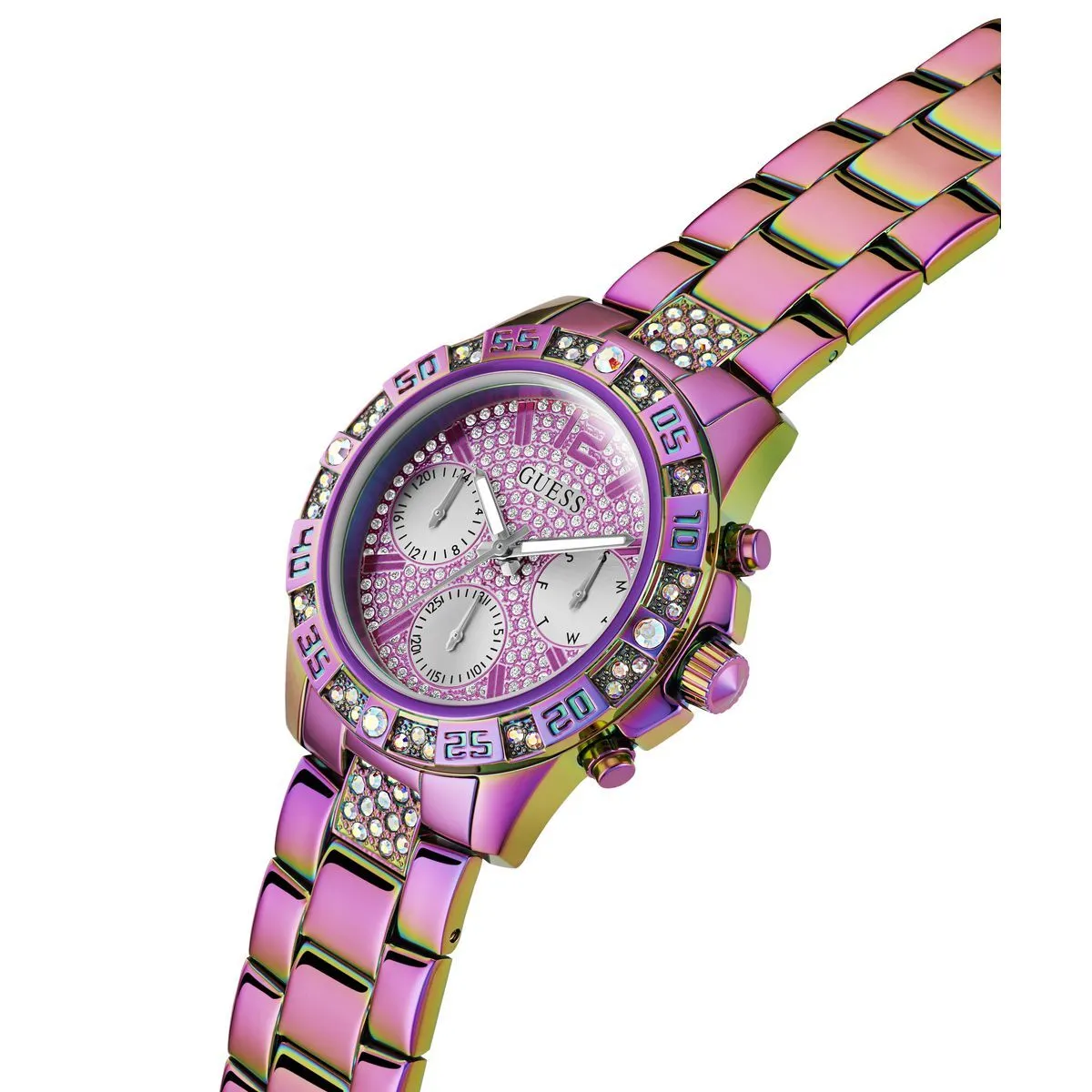 Irisierender Chronograph mit Kristallakzenten