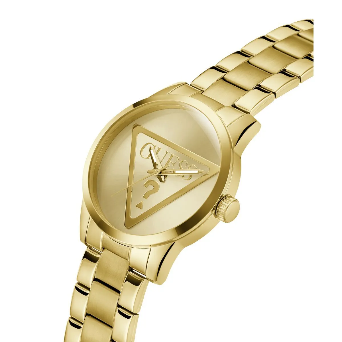 Goldfarbene Uhr mit Logo-Zifferblatt