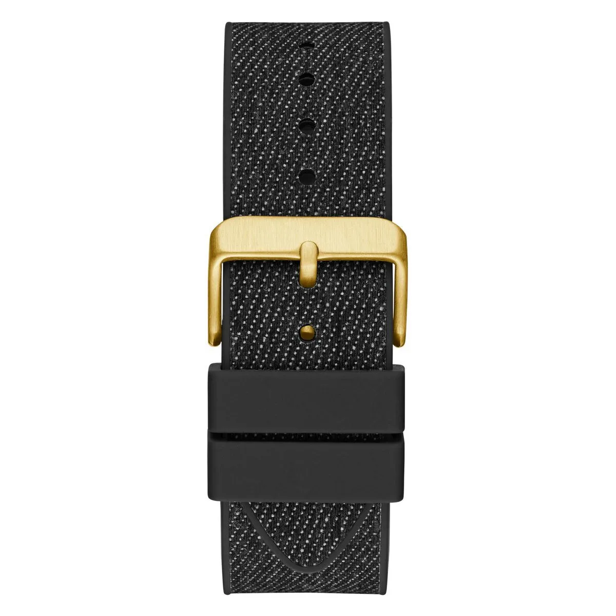 Schwarze Analog Uhr mit Denimarmband