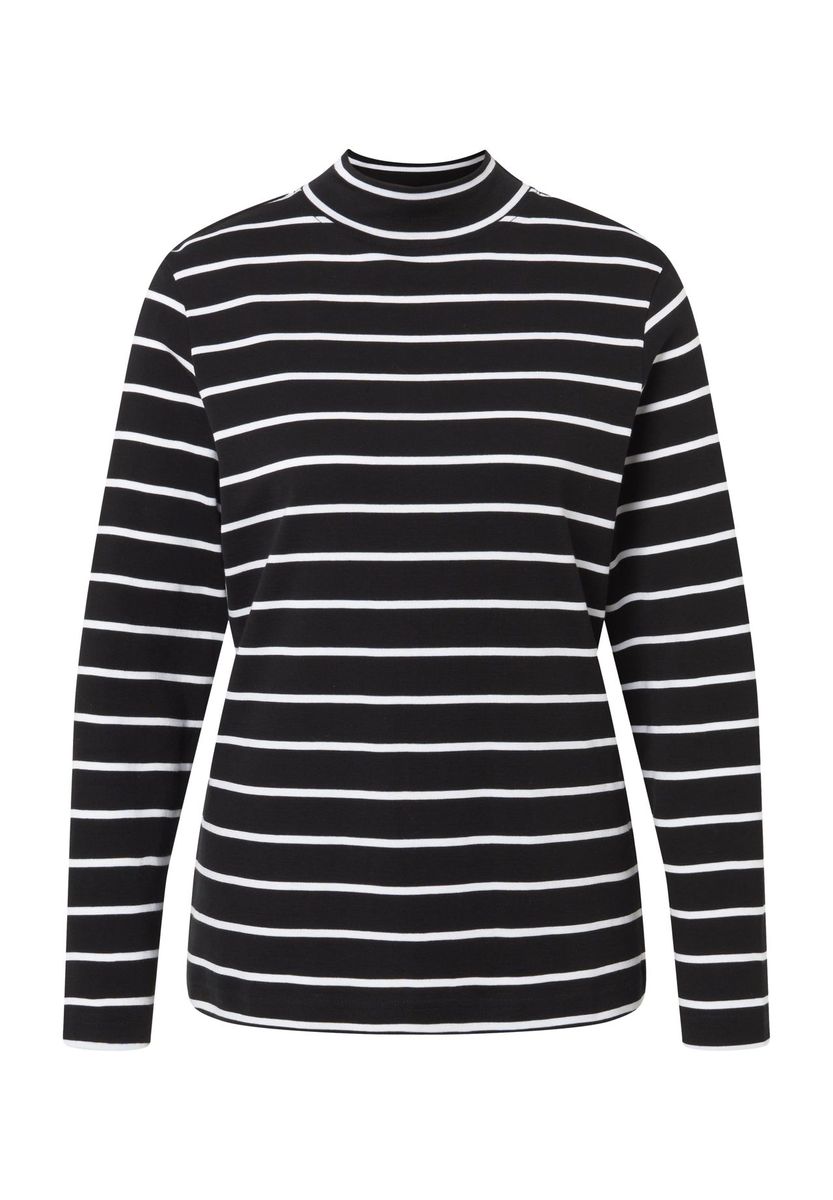 Gestreiftes Langarmshirt mit Stehkragen