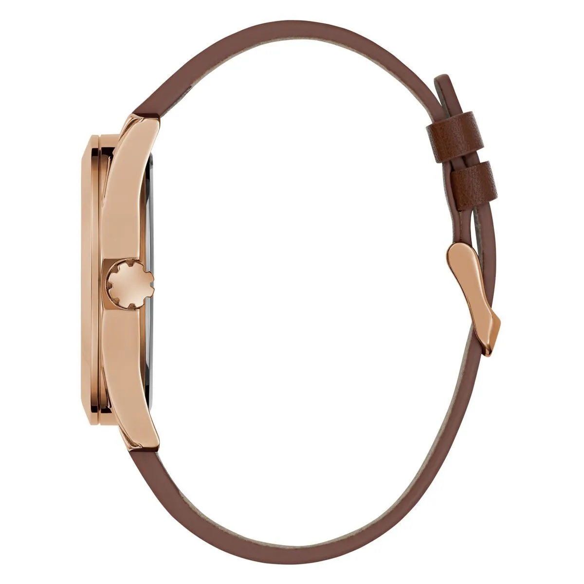 Klassische Goldton-Uhr mit braunem Armband
