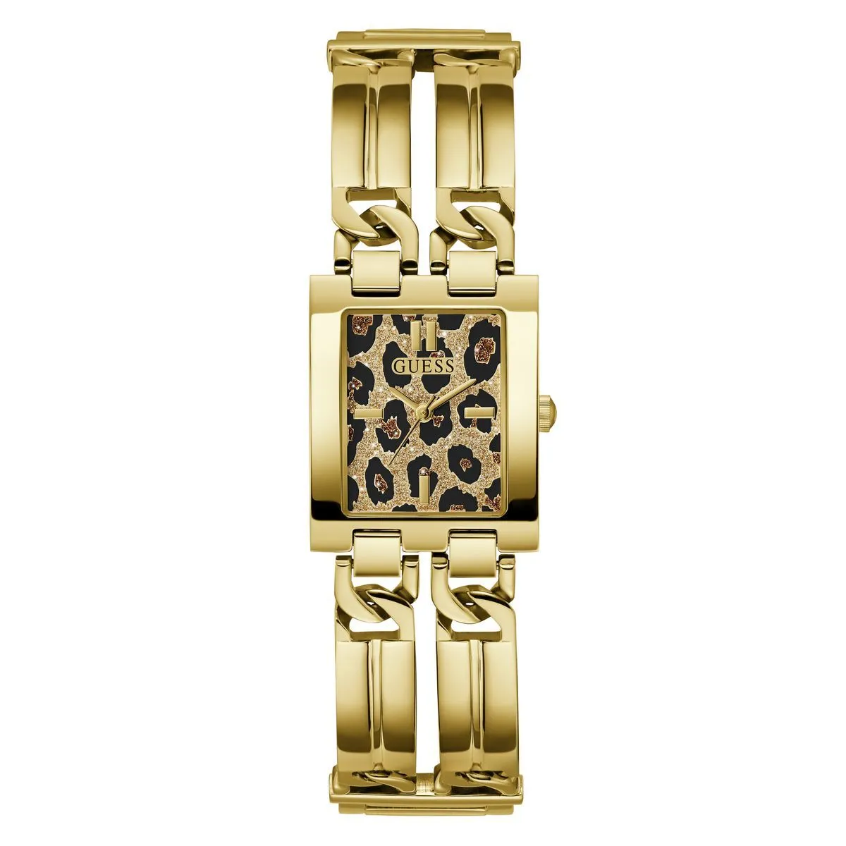 Goldfarbene Uhr mit Leopardenmuster