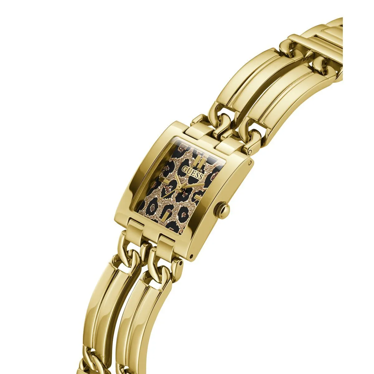 Goldfarbene Uhr mit Leopardenmuster