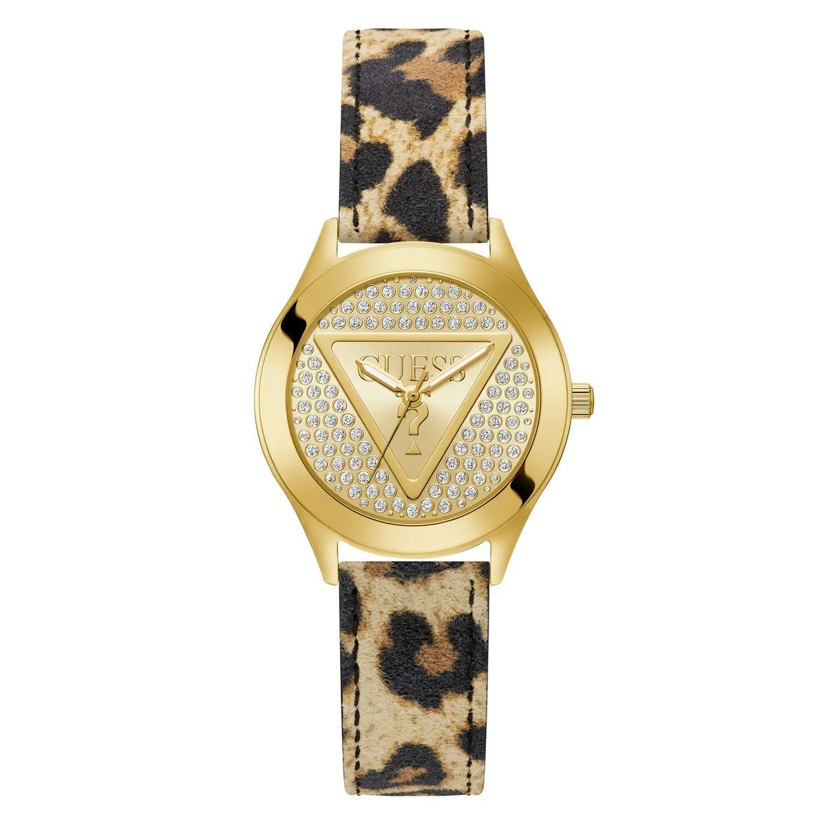Glam Goldfarbene Uhr mit Leopardenmuster
