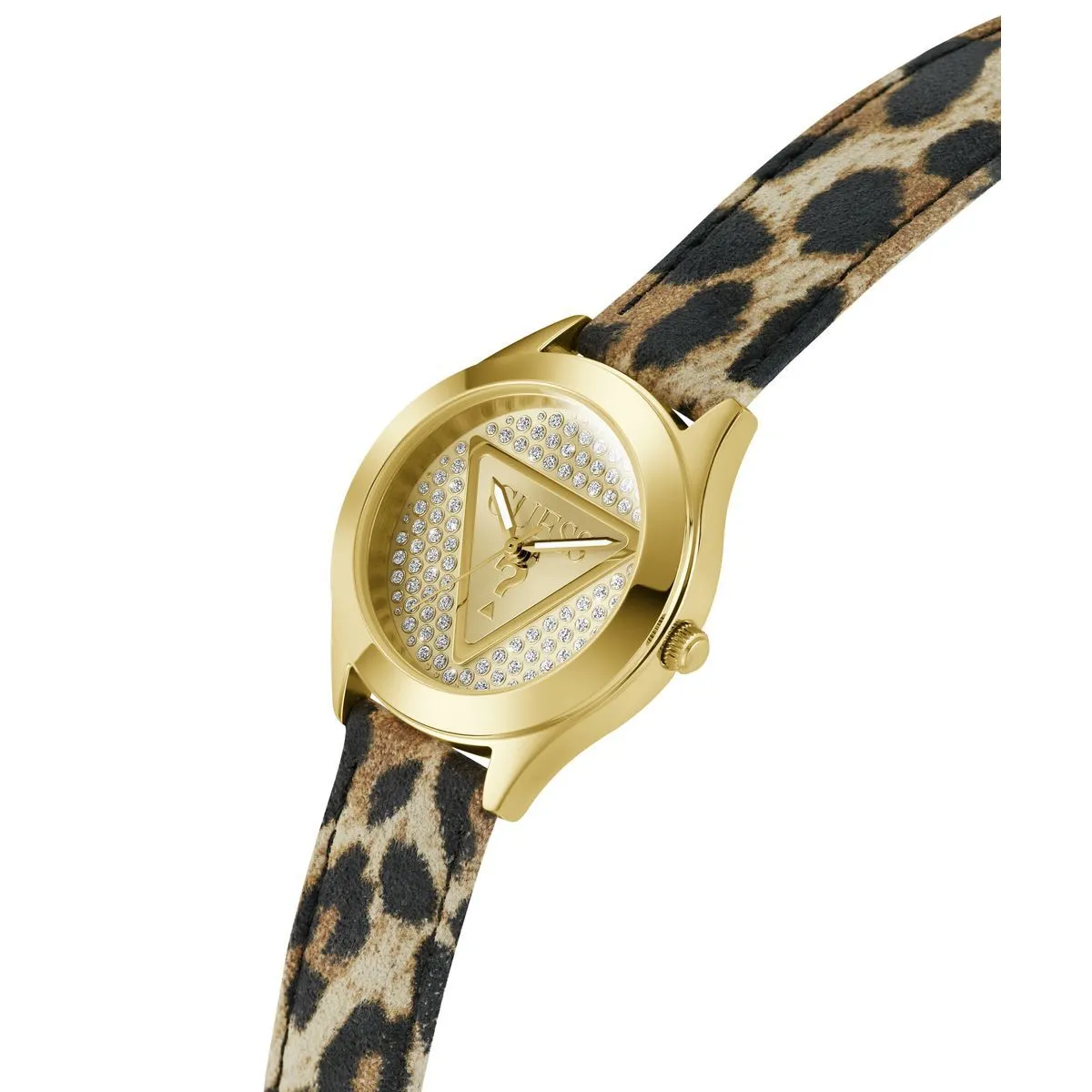 Glam Goldfarbene Uhr mit Leopardenmuster