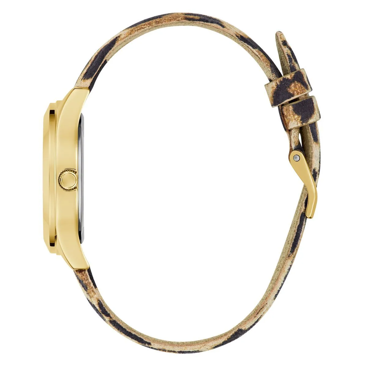Glam Goldfarbene Uhr mit Leopardenmuster
