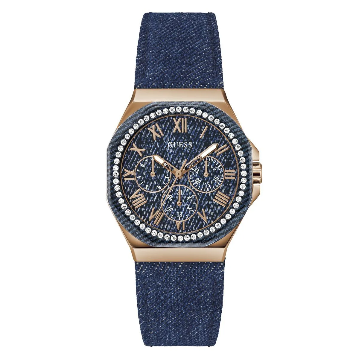 Multifunktionsuhr Denim mit Kristalllünette