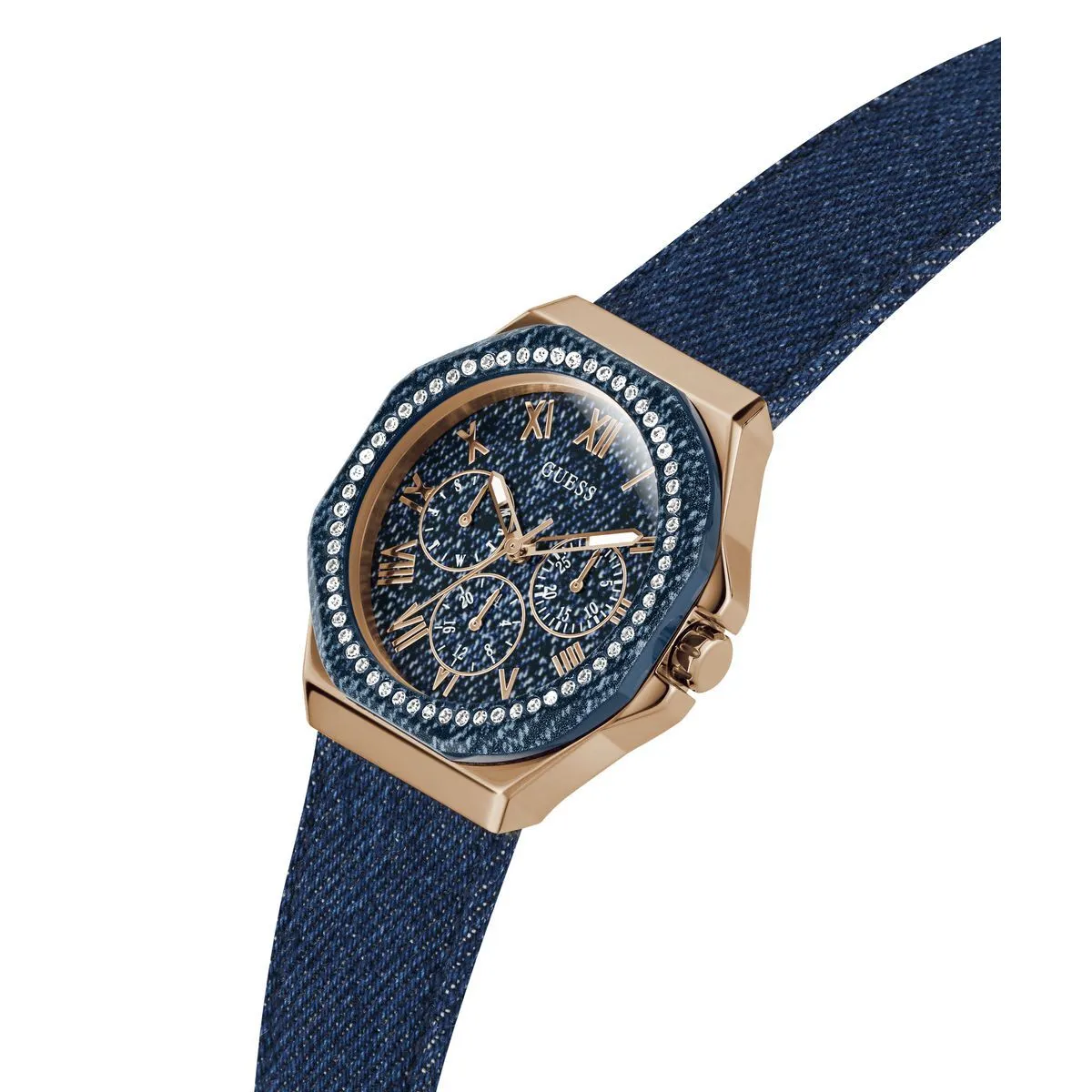 Multifunktionsuhr Denim mit Kristalllünette