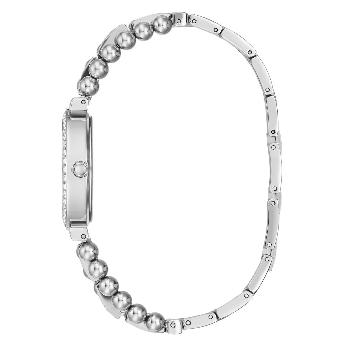 Elegante silberfarbene Kristall-Perlen-Uhr