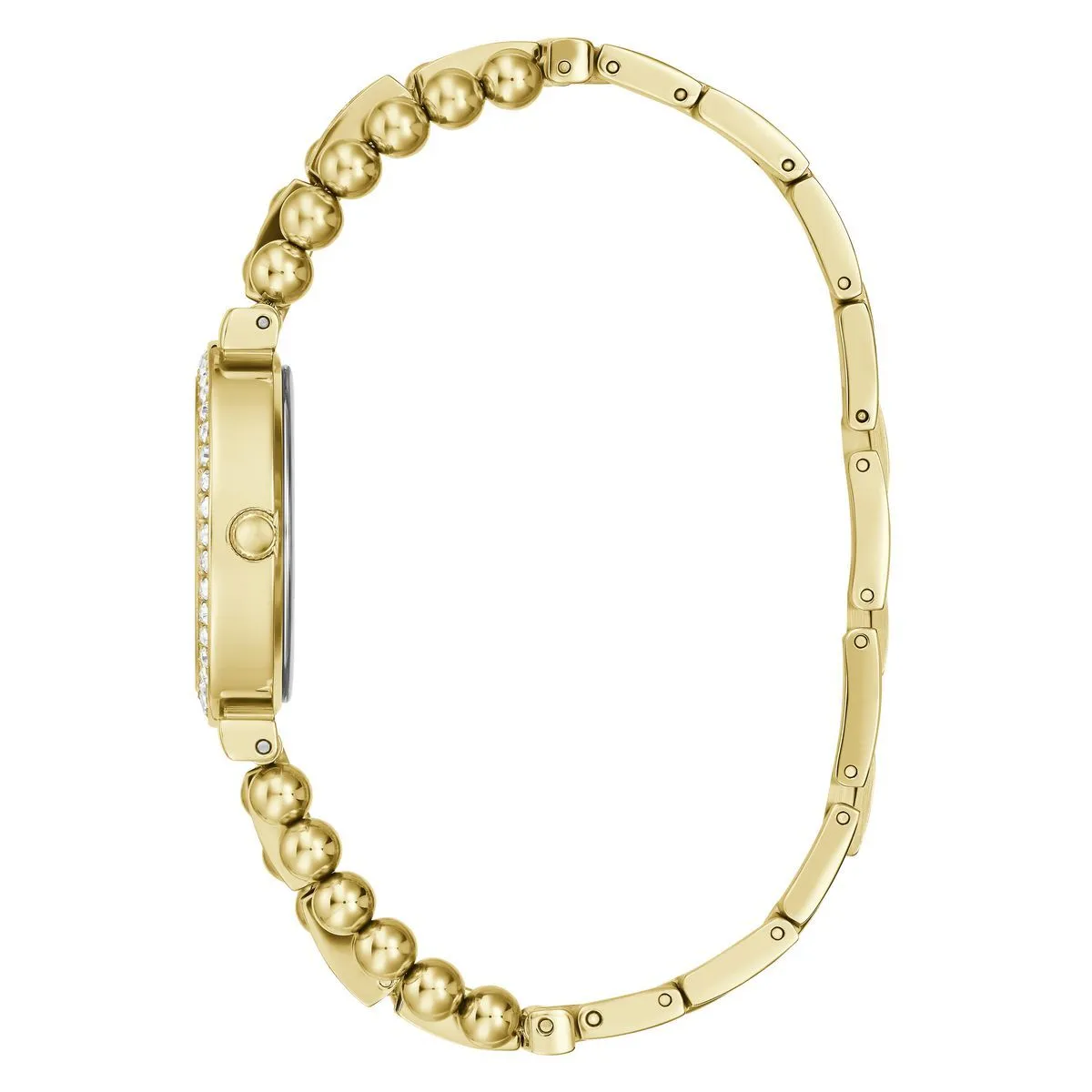 Goldfarbene Armbanduhr mit Kristalllünette