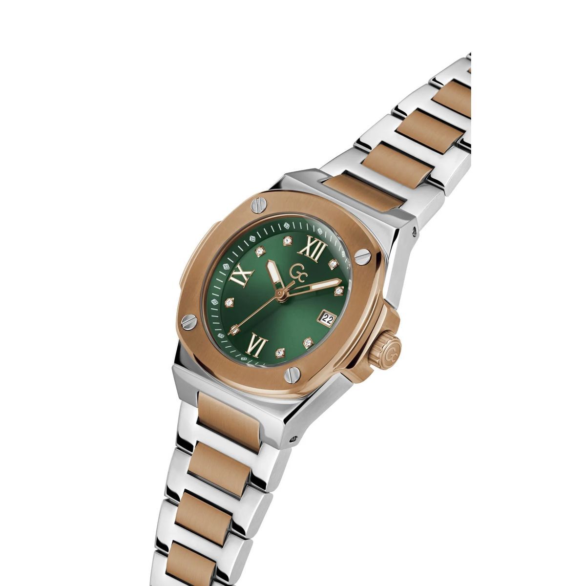 Grün Zifferblatt Zweifarbige Armbanduhr