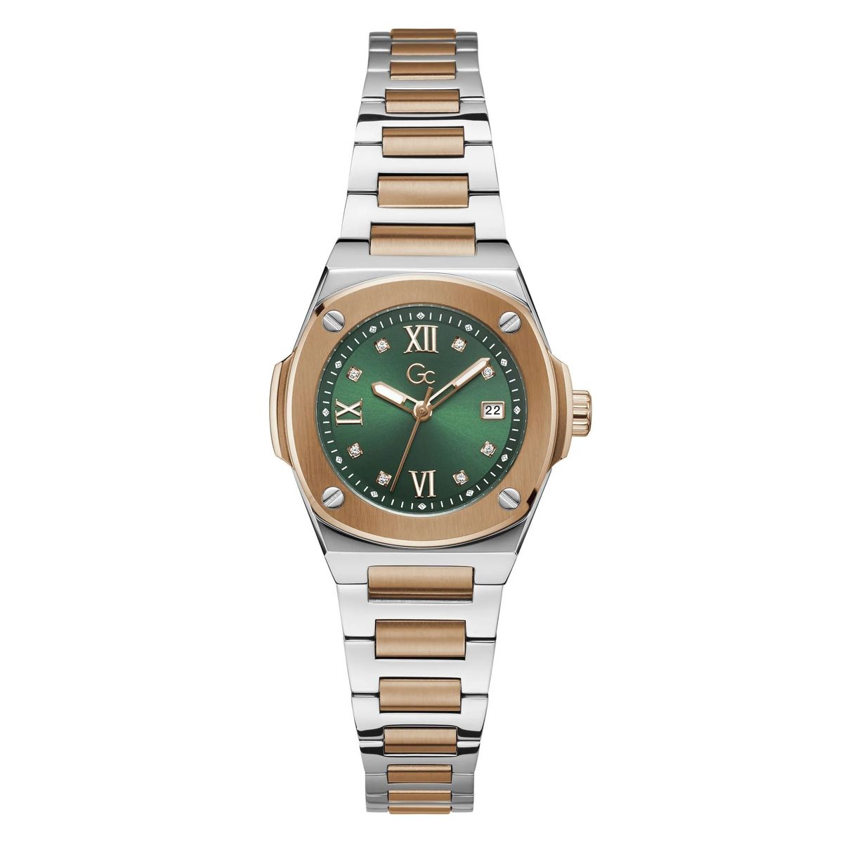 Grün Zifferblatt Zweifarbige Armbanduhr