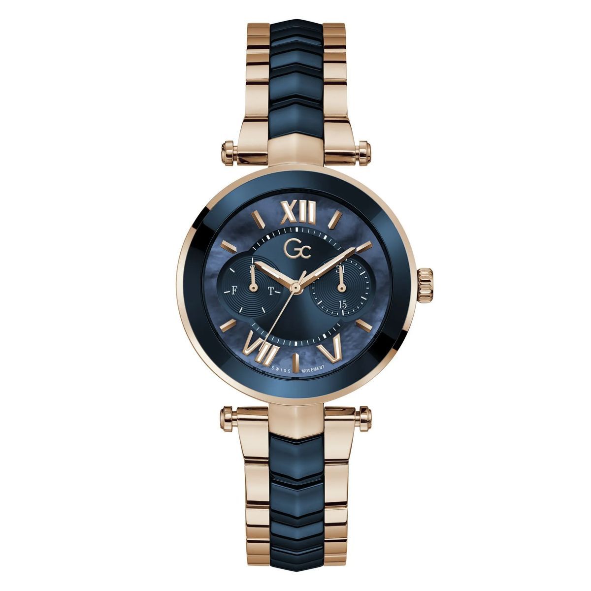 Elegante Marineblau & Roségold Uhr