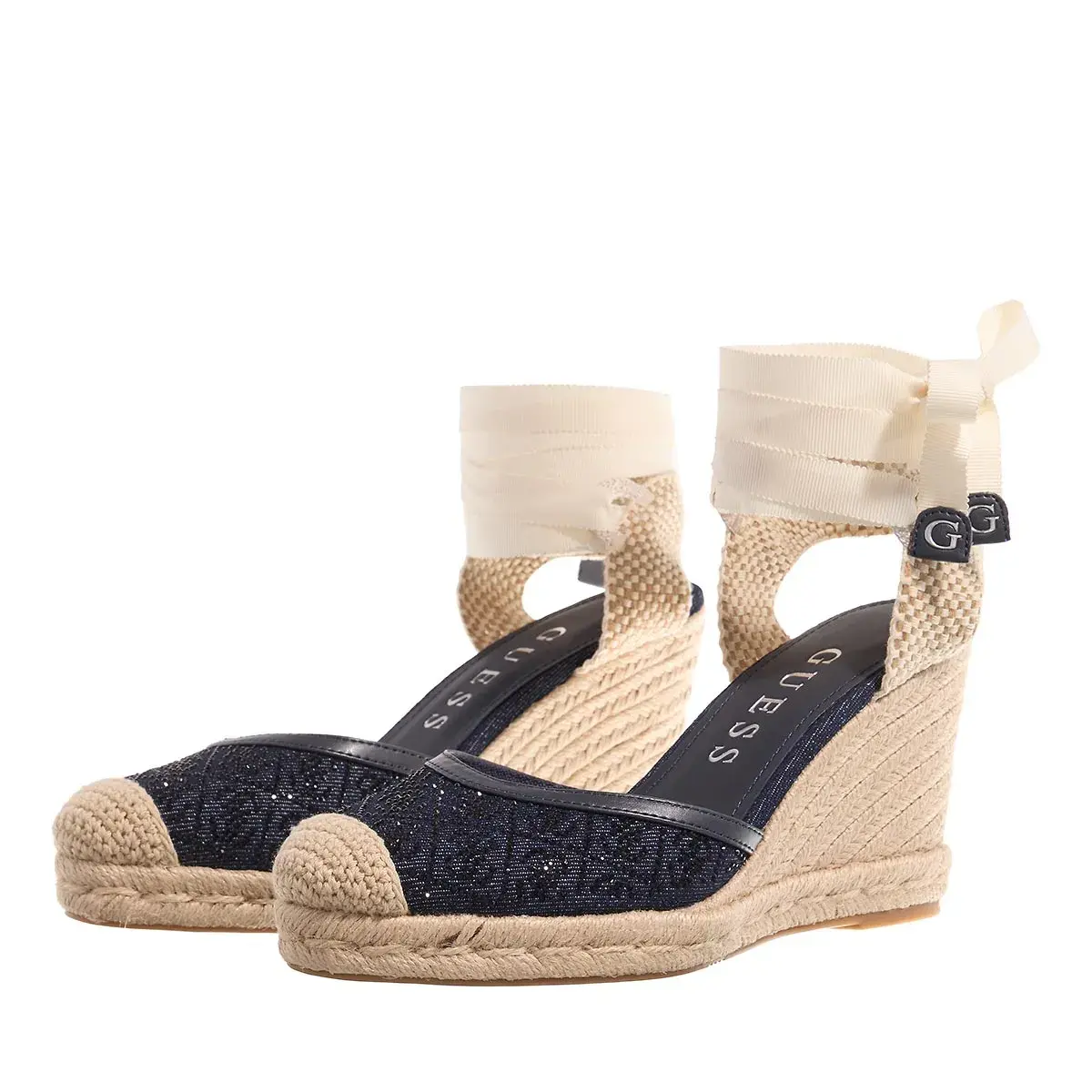 Espadrille Keilabsatz Sandale mit Knöchelriemen