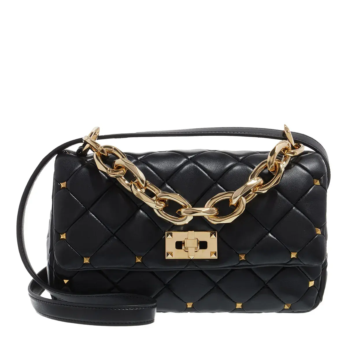 Gesteppte Ledertasche mit Kette