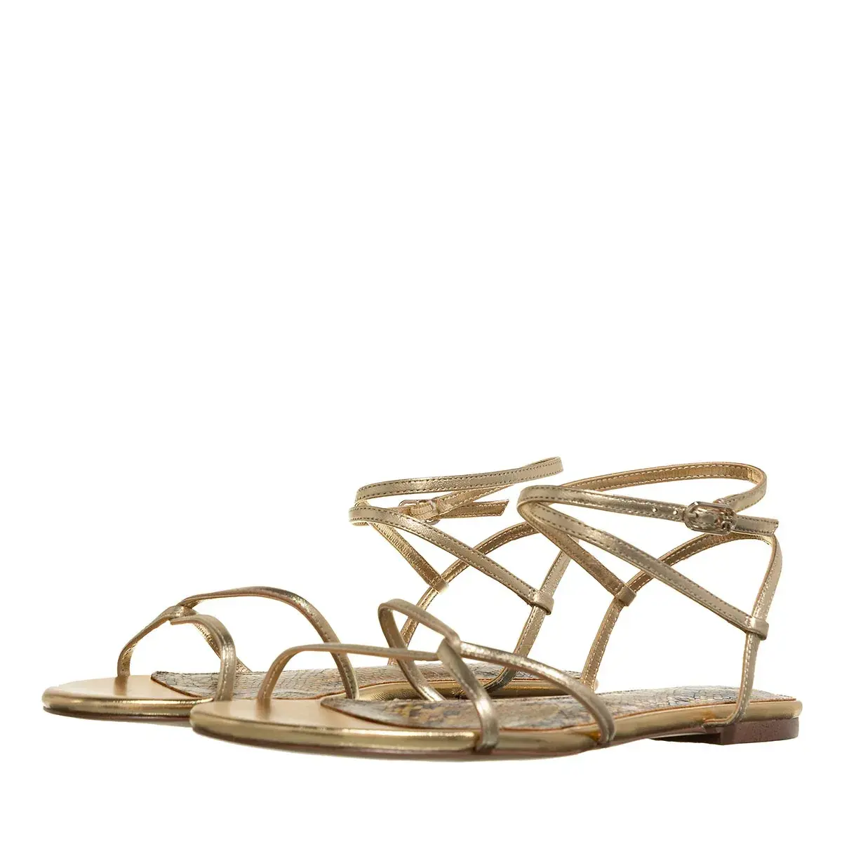 Elegante goldene Knöchelriemchensandalen