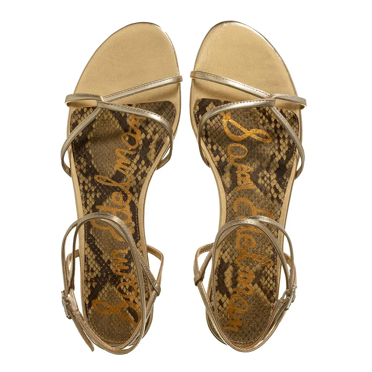 Elegante goldene Knöchelriemchensandalen