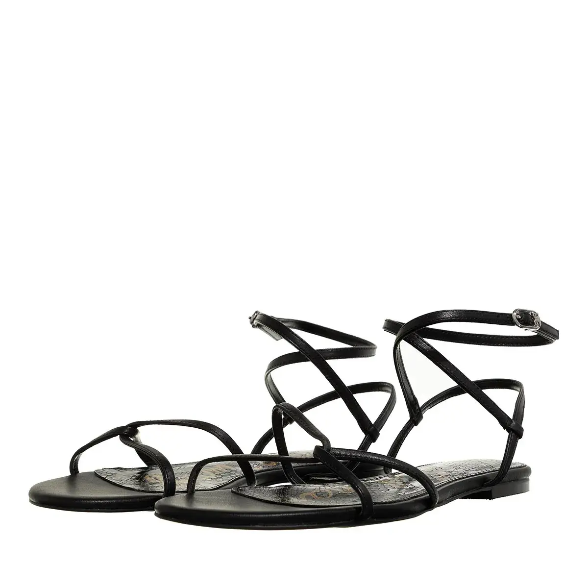 Riemchensandalen mit Knöchelriemen aus Leder