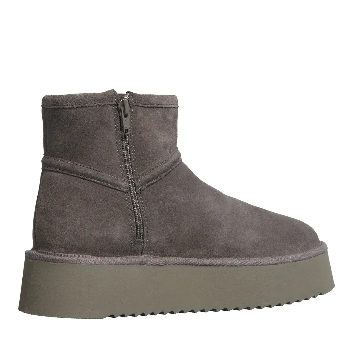 Graue Wildleder-Plateau-Stiefeletten