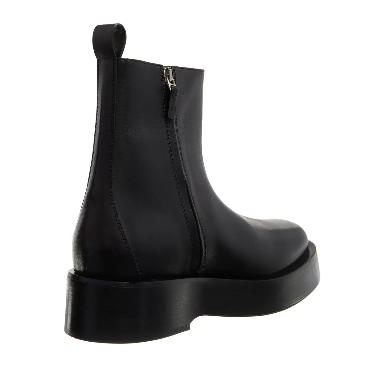 Schwarze Leder Plateau Stiefeletten