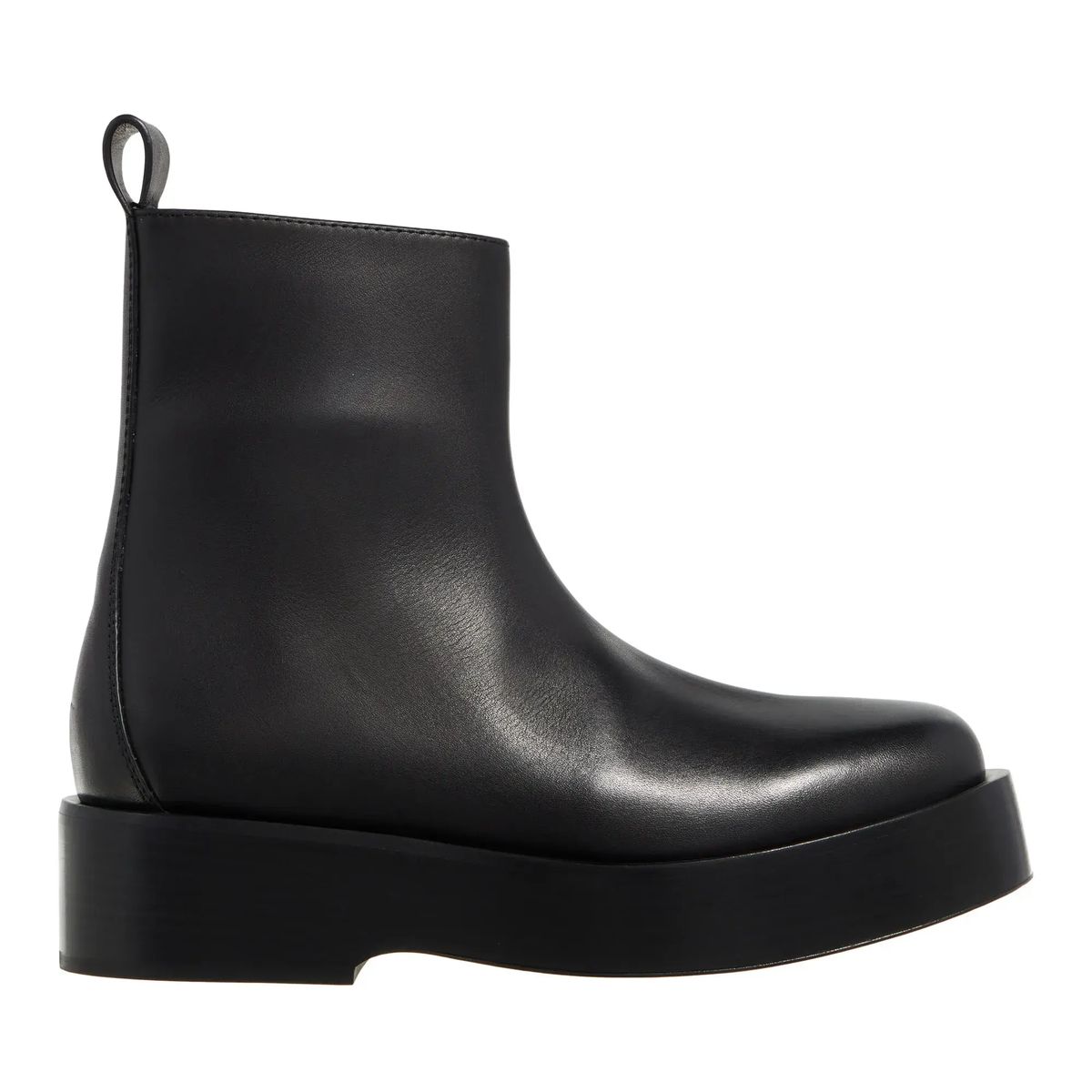 Schwarze Leder Plateau Stiefeletten