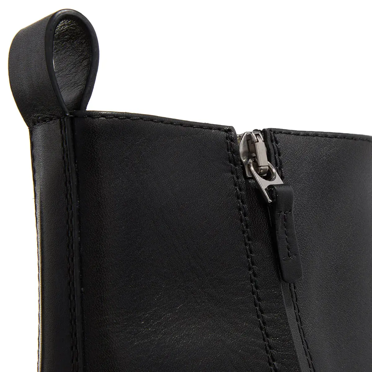Schwarze Leder Plateau Stiefeletten