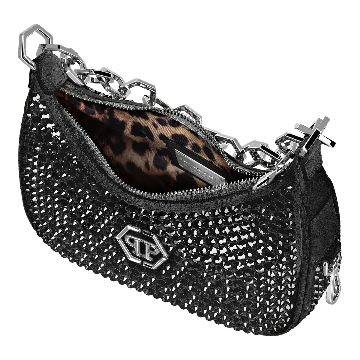 Mit Strass verziertes Hobo-Bag mit Kette