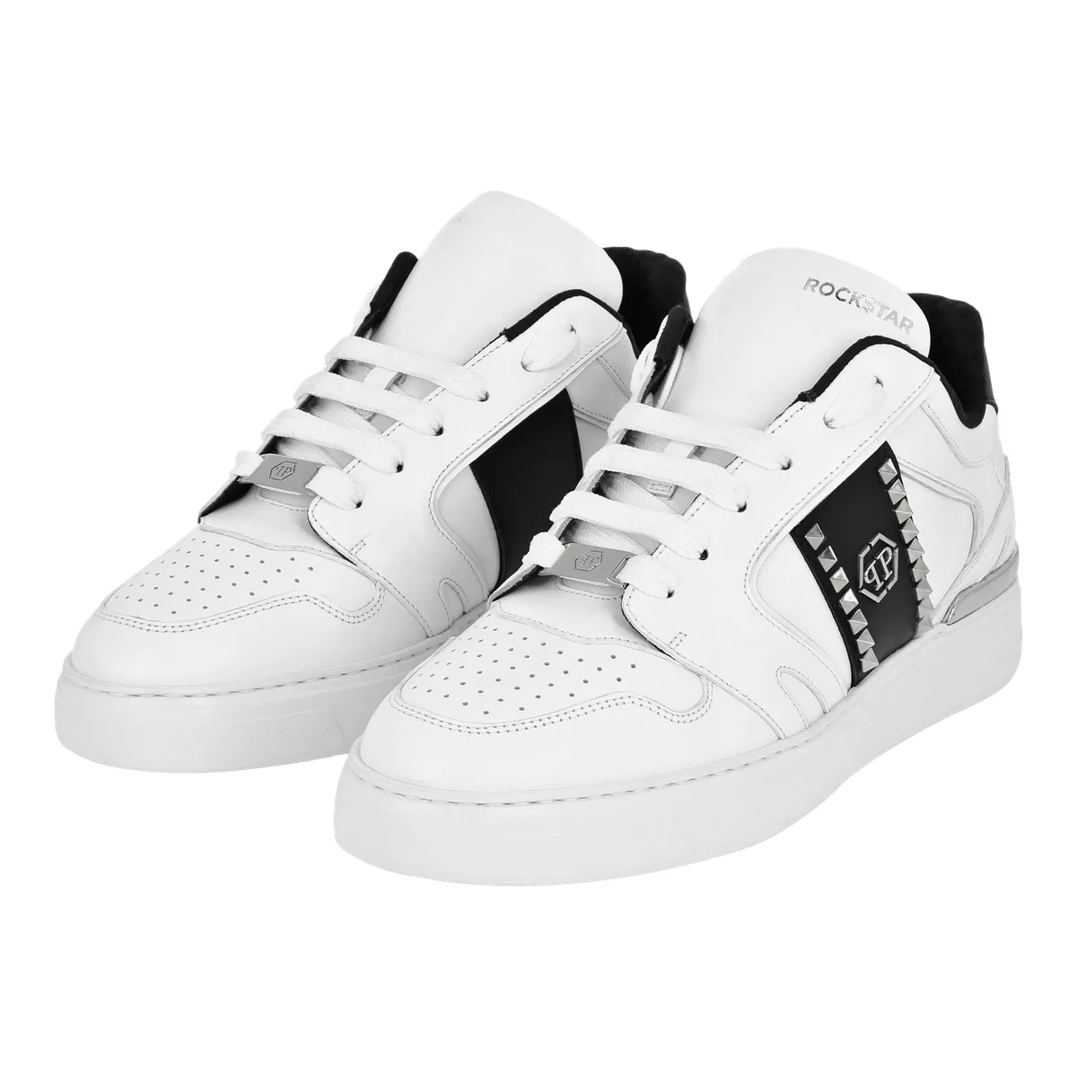 Rockstar Leder-Sneaker mit Nieten
