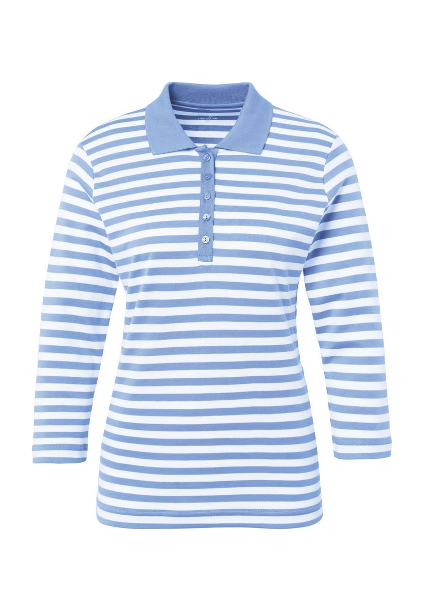 Gestreiftes Baumwoll-Poloshirt mit 3/4-Ärmel