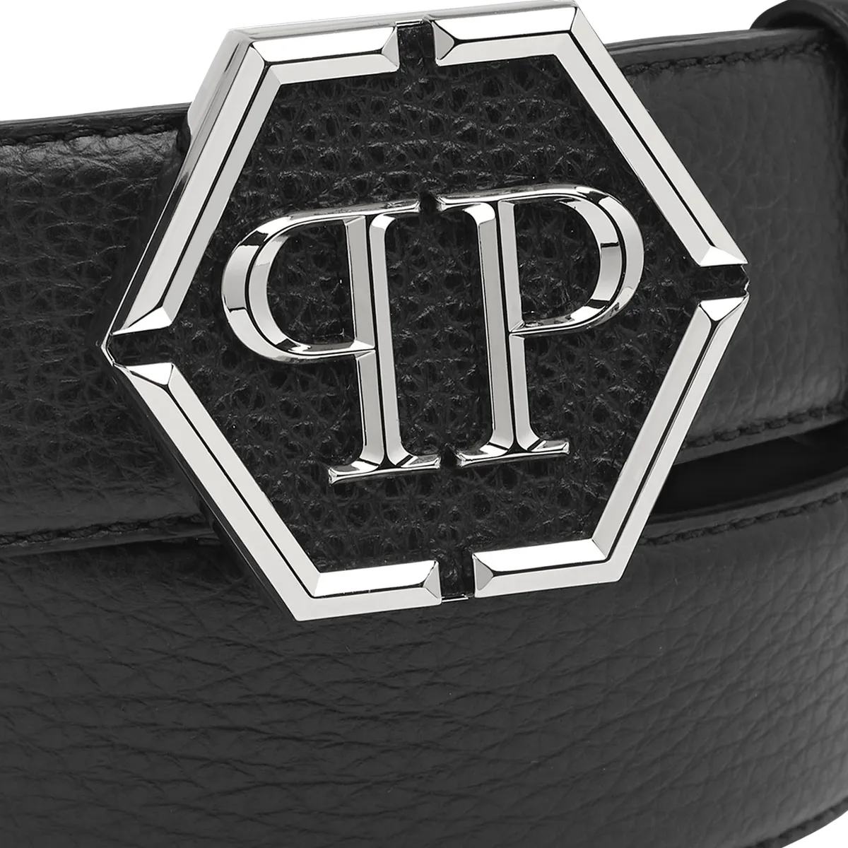 Ledergürtel mit Hexagon-Logo