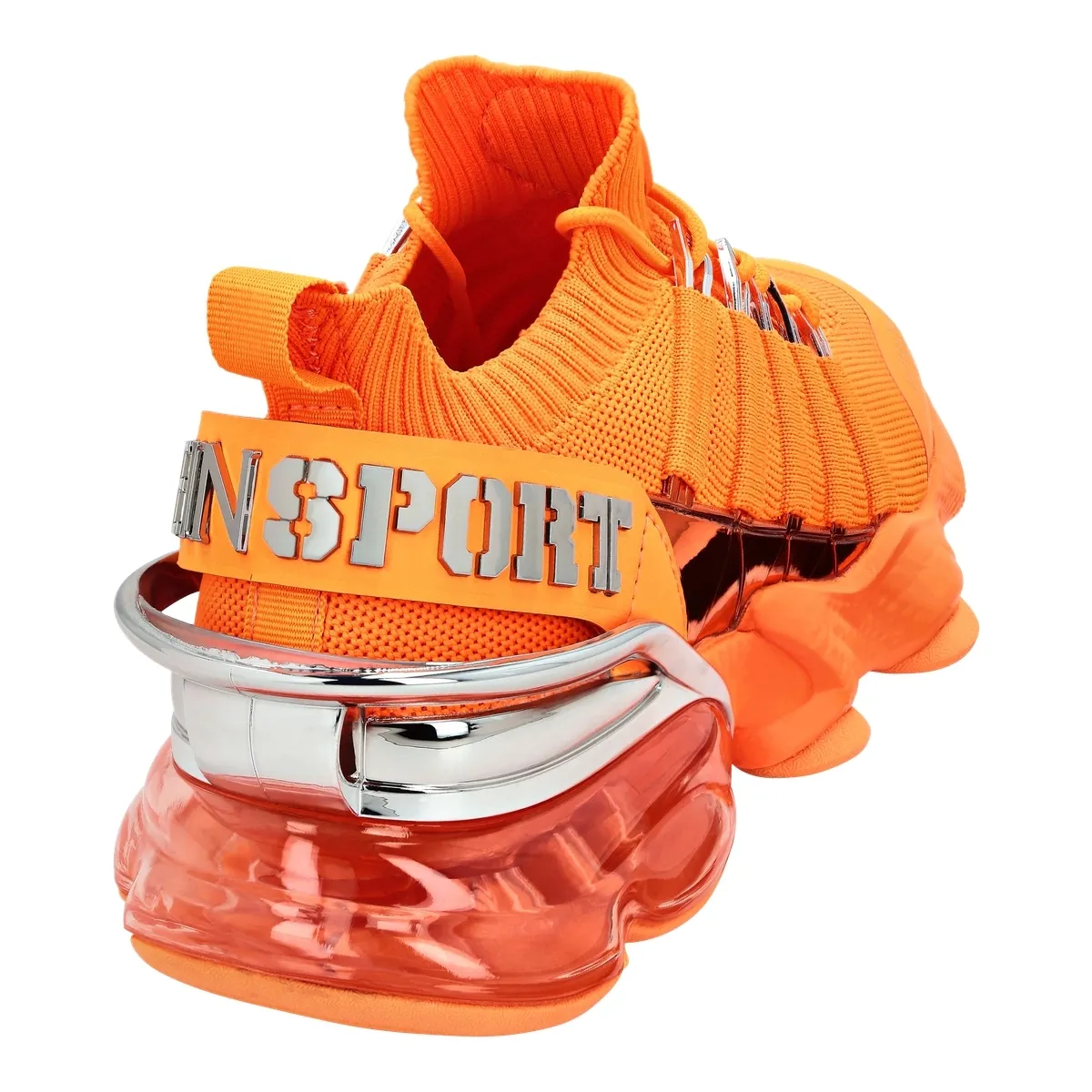 Orangefarbene Tiger Attack Strick-Sneakers