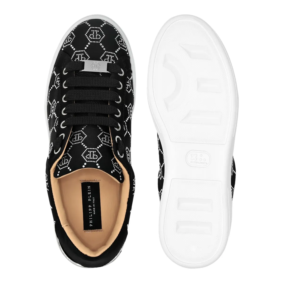 Monogrammierte Low-Top-Sneakers mit Schmucksteinen